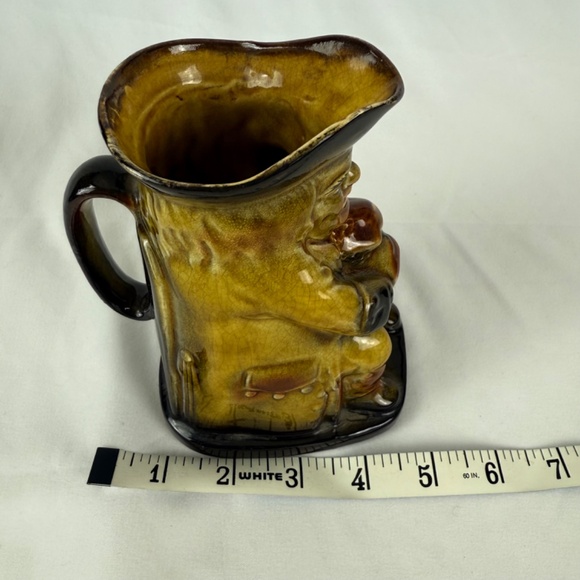 Vintage Sitting Lord Nelson Toby Jug Yellow Brown Glaze Holding Ale Handle - Picture 9 of 13